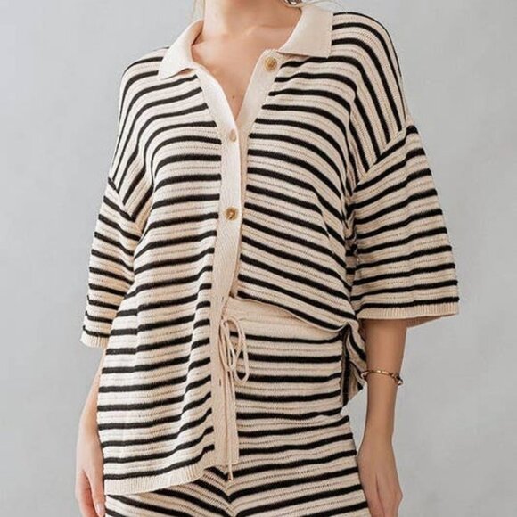 Striped Button Down Sweater - Picture 1 of 3